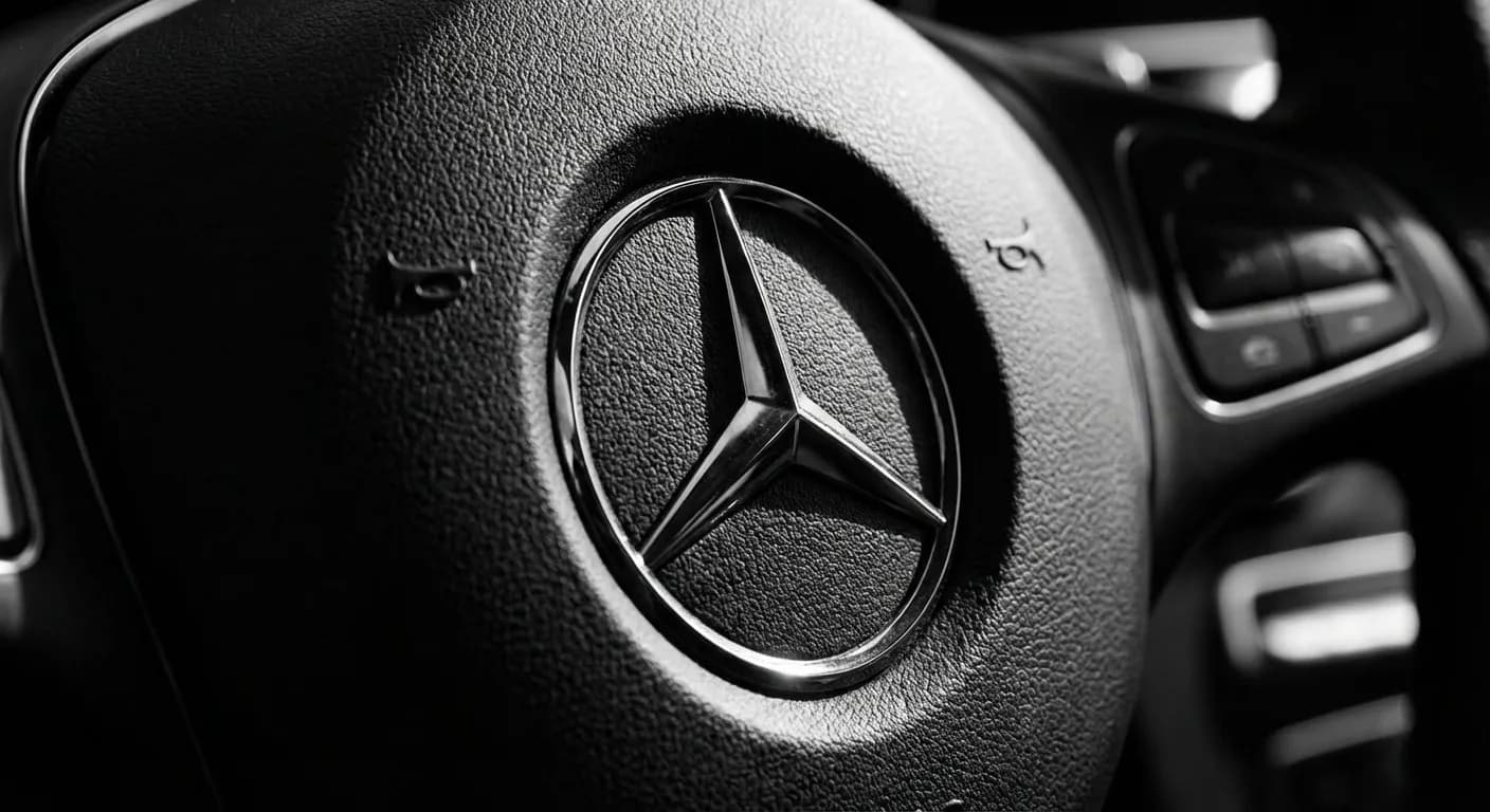 Voyant SRS Mercedes : signification et comment l'éteindre Gros plan emblématique du volant Mercedes-Benz
