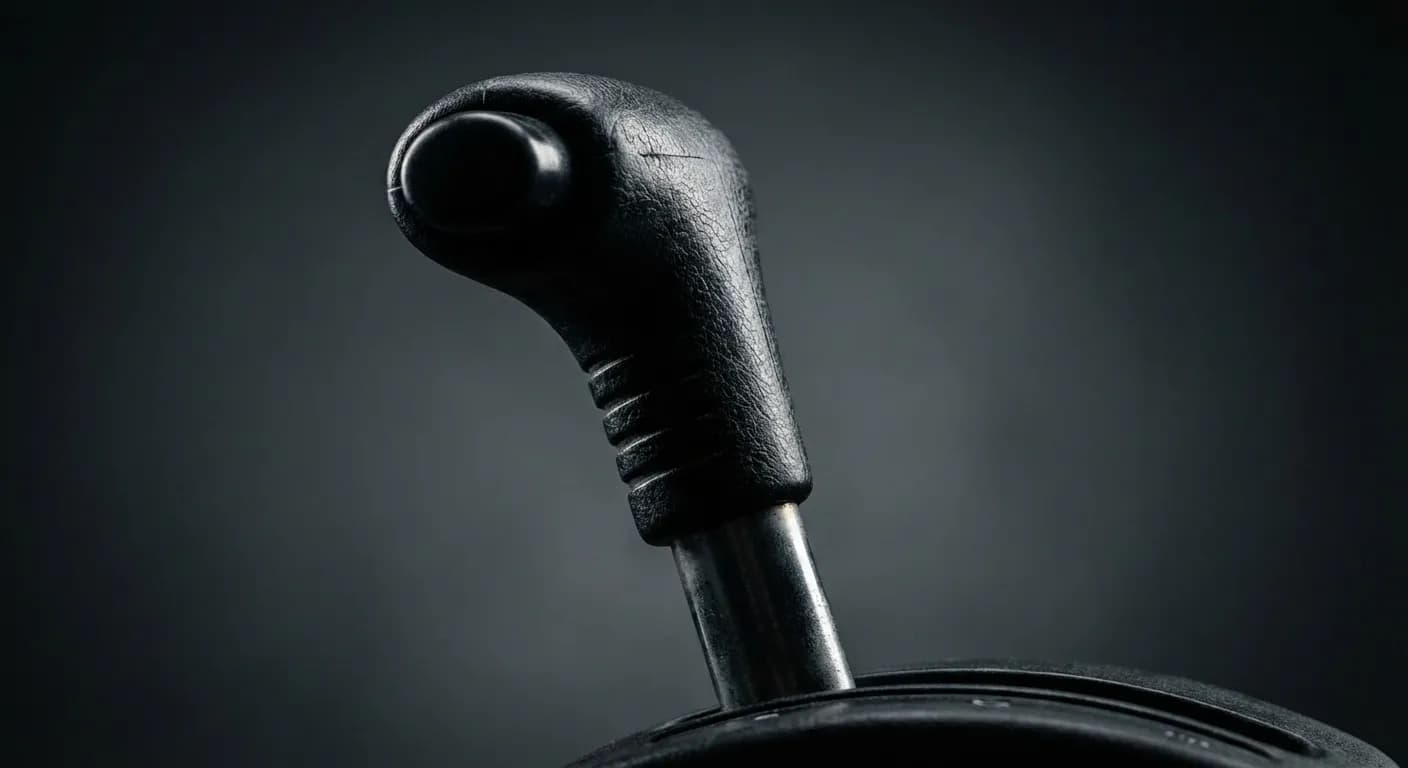 VW T4 Automatic : Guide de Fiabilité et d'Entretien Gros plan sur le levier de vitesse d'une boîte automatique de VW T4, éclairage studio contrasté